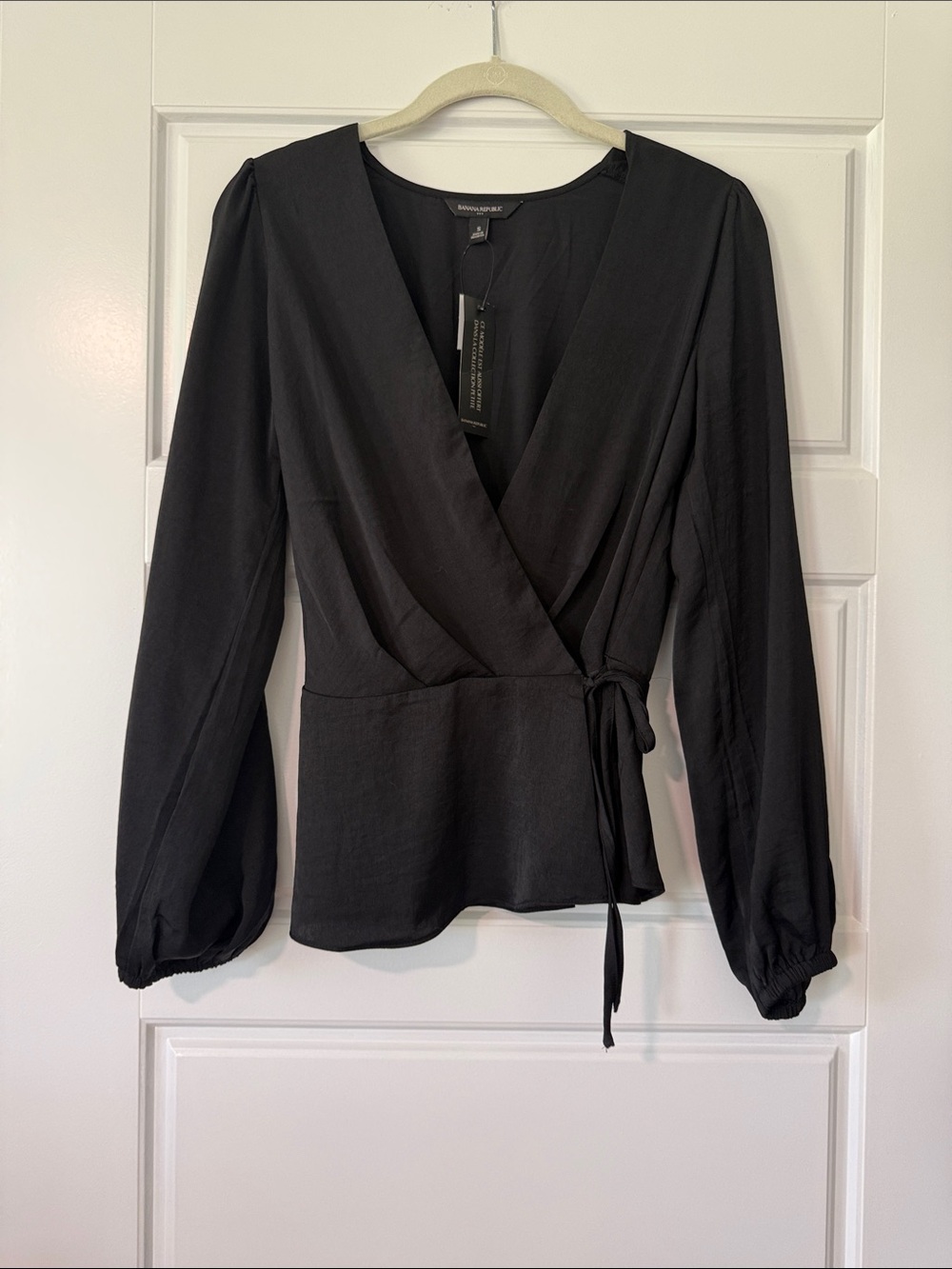 Banana Republic Black Wrap Surplice Blouse
